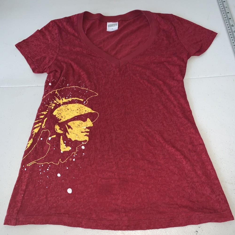 USC Trojans Womens Vintage Soffe T shirt V-Neck With‎ Trojan Sheer Rare